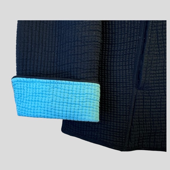 Women’s Jacket L Quilted Reversible Navy Blue Turquoise - Picture 3 of 14